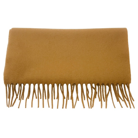 LORO PIANA CAMEL FRINGED CASHMERE SCARF - Picture 1 of 6